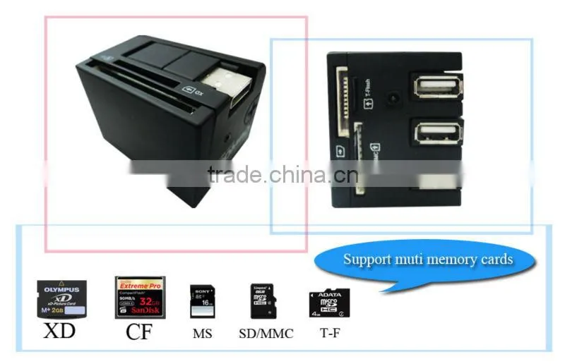 USB 2.0 COMBO Card Reader with 3 USB Port