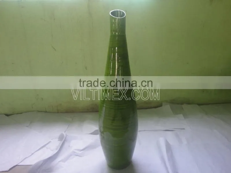 Round spun bamboo vase with hot color, natural material from Viltimex Co., Ltd