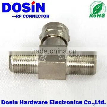 F connector one plug to two jack coaxial adapter