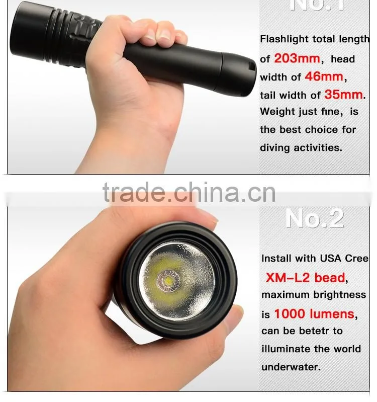 Factory Bulk Sale Magnetic Control Charging Aluminum Underwater 100m 1000 Lumen xm l2 shenzhen powerful diving torch