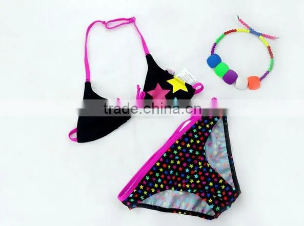 Girls Kids Cartoon Print Bikini Set Child Stars Swimwear Swimming Bathing Suit