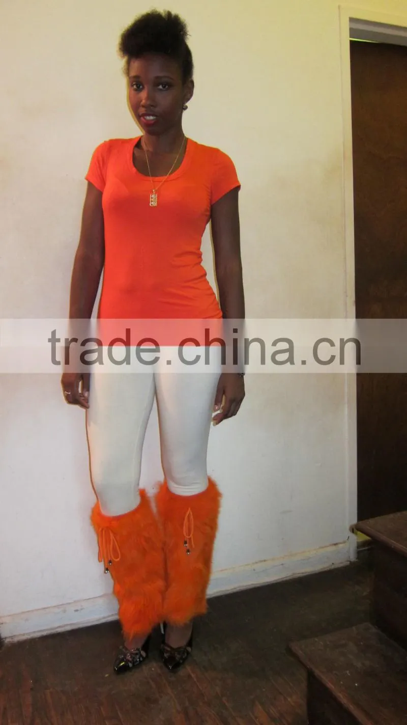 Lady Fashion White Boot Topper/Real Fox Fur Leg Warmer