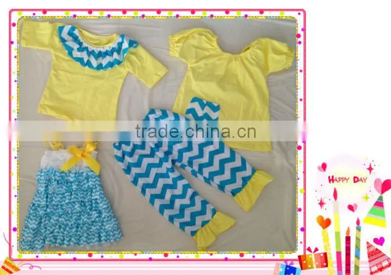 Wholesale baby clothes baby chevron ruffle shirt 100% cotton baby 3/4 ruffle shirts