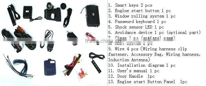 Manufacturer Keyless Entry System12v with Car Alarm for Toyota Highlander