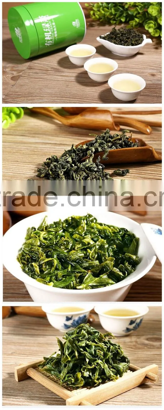 Organic Green Tea packed with tins