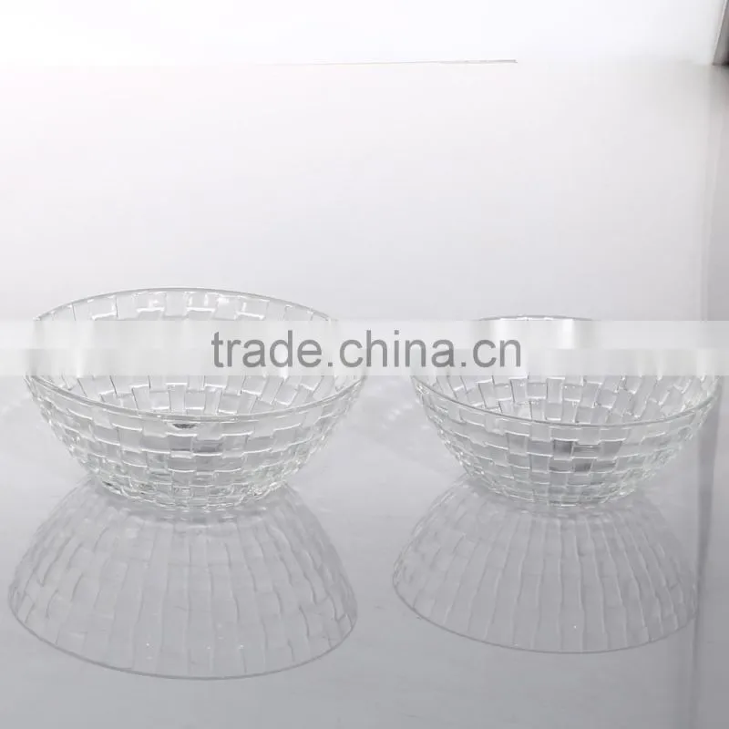 High Quality Clear Square Embossed Clear Glass Bowl