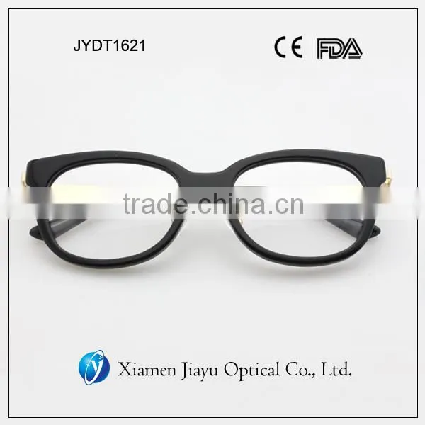golden color metal temple acetate frame spectacle frames