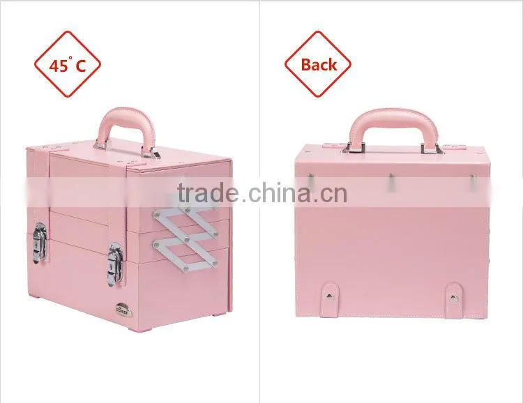 Gift Cute and Fancy Pink 4 Tier Waterproof Travel Toiletry Makeup Cosmetic Case Bag