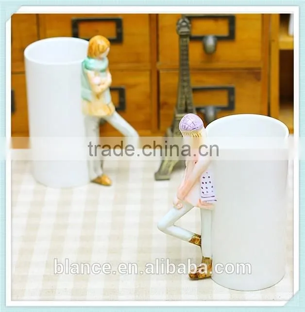 ceramic couple mug with unique handle for love souvenie