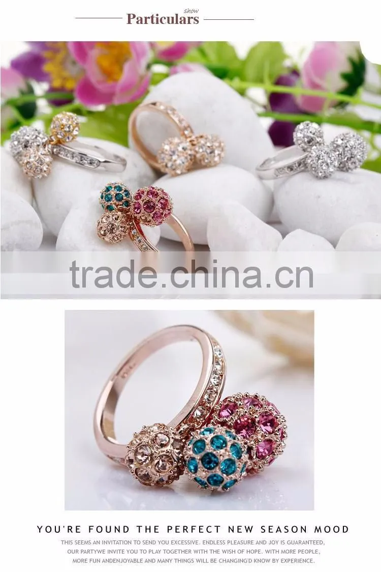 OUXI Latest Rhinestone Gold Finger Rings with Austrian Crystals 40037