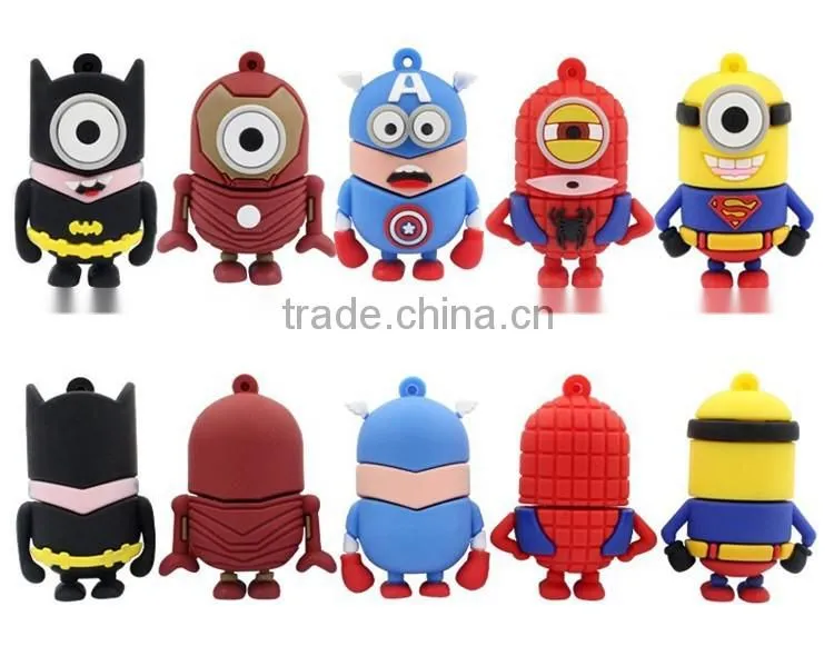 100% Real Capacity Super Heroes Series Cartoon Usb Flash Drive,Custom USB Flash,Minions Promotional Gift Memory Stick