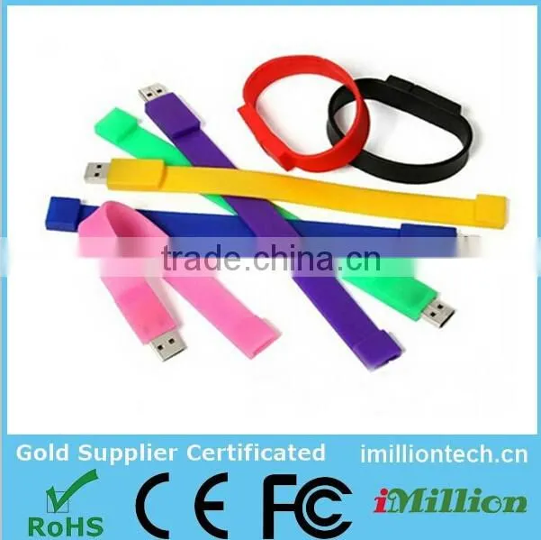 custom cheap unique silicone soft rubber usb bracelet with USB flash drives and oem logo accepted