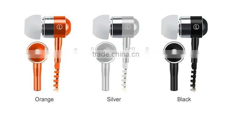 newest design hot selling zipper headphones zipper earphone for mobile phone