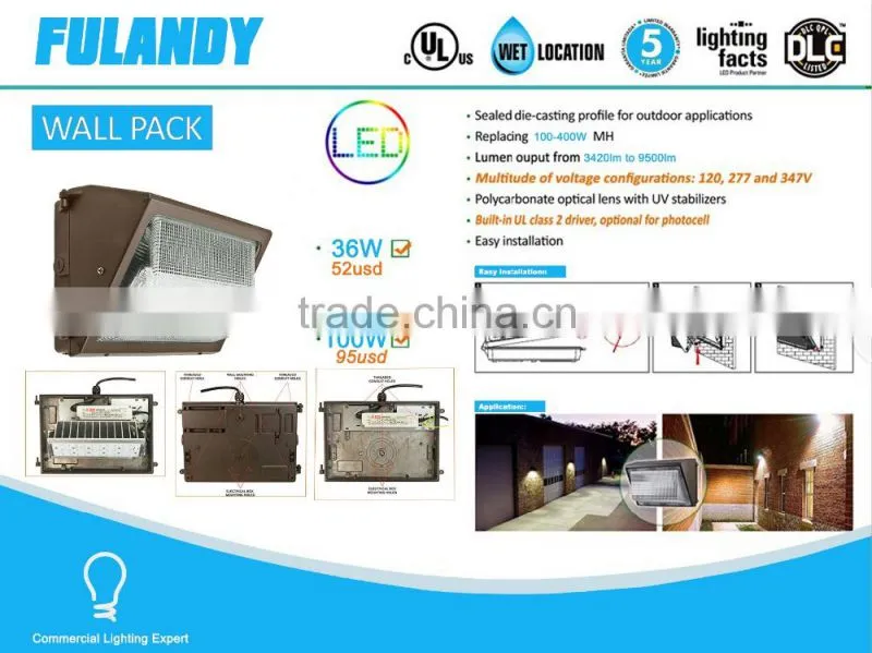 pc and aluminum square led wallpack ip65 outdoor led Wall Light
