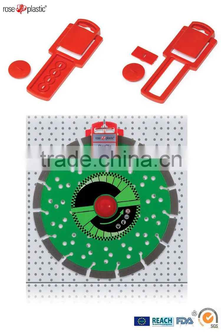 PS polystyrene plastic hacksaw hanging clip with hanger for display and show Disc Clip DC