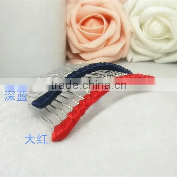 Elegant Girl Cute Flower Metal Hair Comb Wrapped Ribbon Mixed Colors