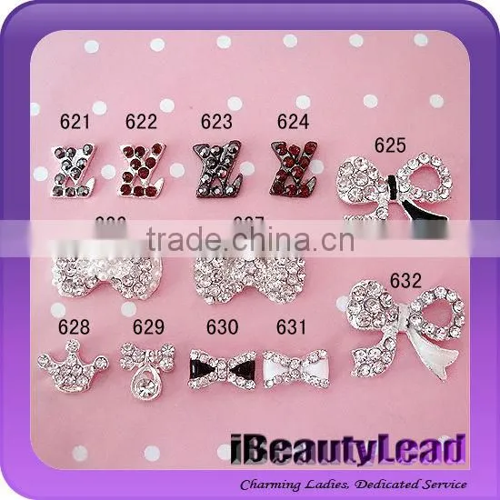 3D nail metal bows nail decoration with rhinestone art nail alloy