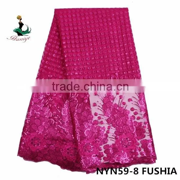 Haniye 2016 african embroidery tulle lace fabric high quality 5 yards for net dress/NYN59