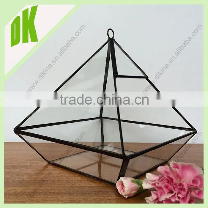 Black Metal and Glass Pyramid Shape Terrarium // Home & Garden decoration Gothic Style Small Indoor terrarium glass plant house