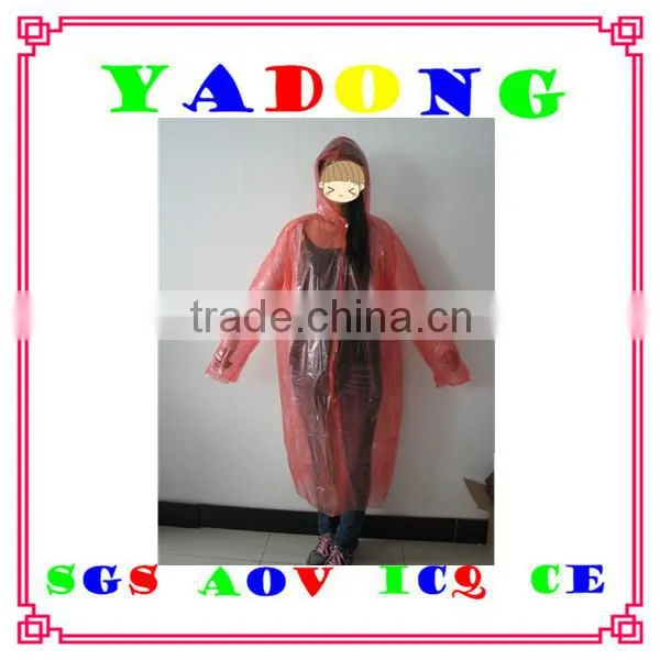 green PE raincoat/disposable emergency raincoat