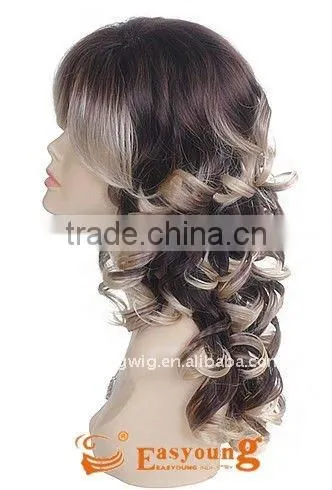 Wholesale fake curly hair dye omber color hair wigs for women