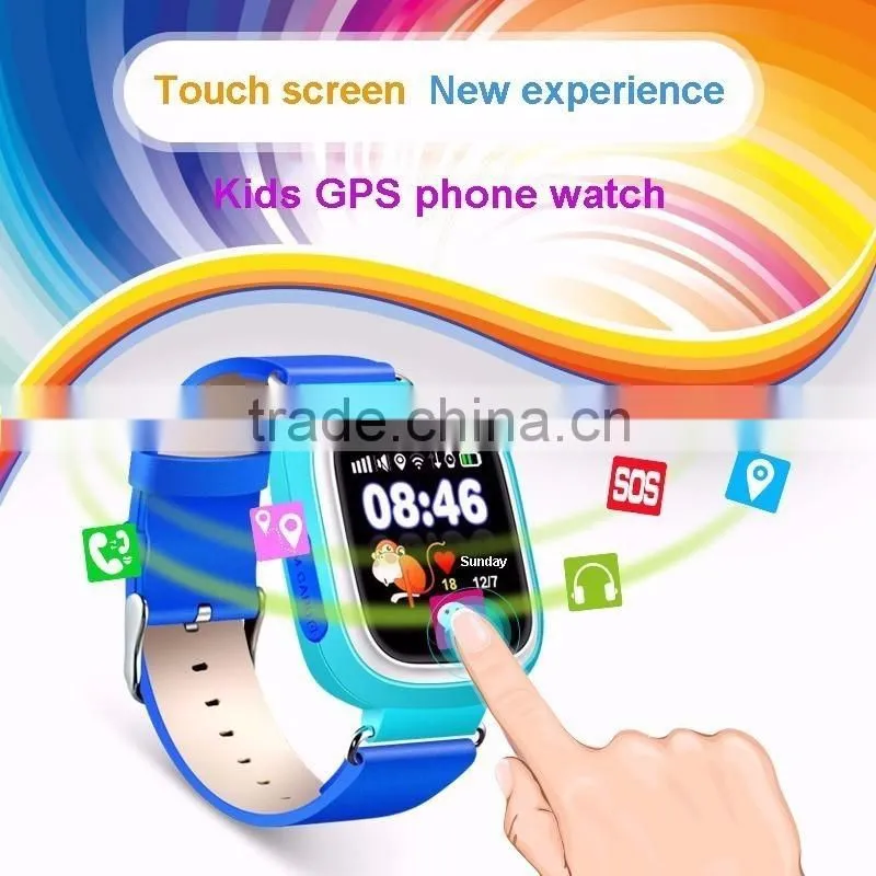 Hot Q90 Touch Screen WIFI Positioning Smart Watch Children SOS Call Locator Finder Device Tracker Kid Safe Anti Lost Monitor