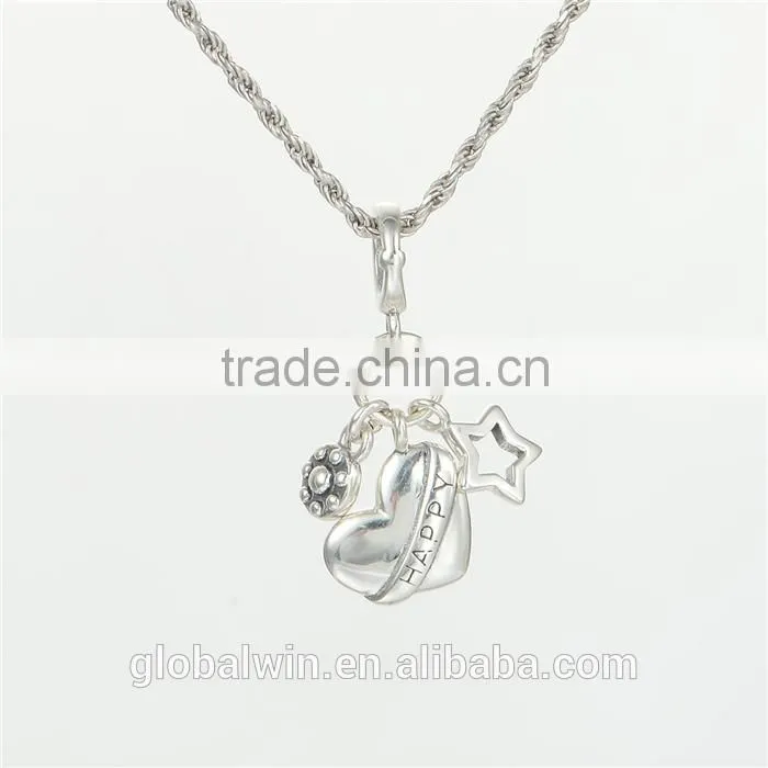 Heart Bracelet Charms European Charm Bracelet Necklace 100% Real 925 Sterling Silver S219 Aaa Cubic Zirconia