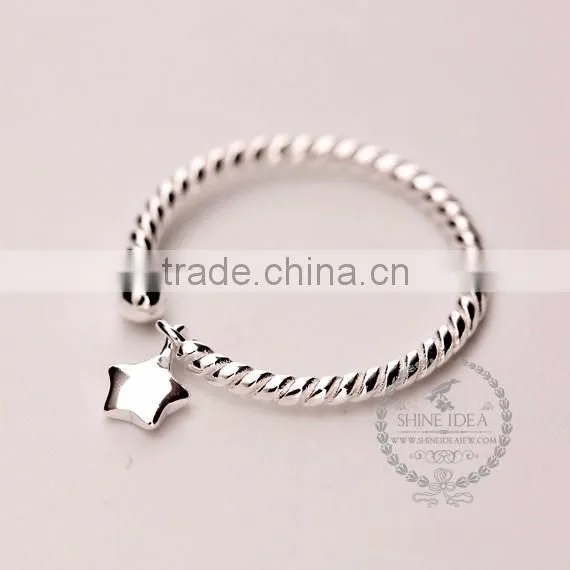 925 sterling solid silver kawaii lucky star adjustable ring fashion women ring jewelry supplies 6260549