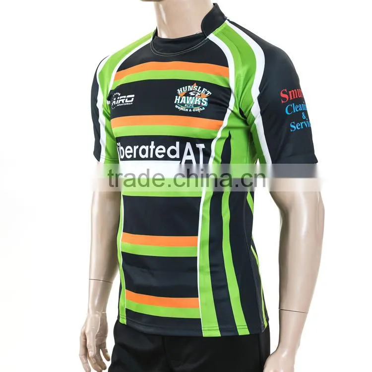 Cheap Wholesale Plain Custom Make Green Rugby Jersey Shirt Youth