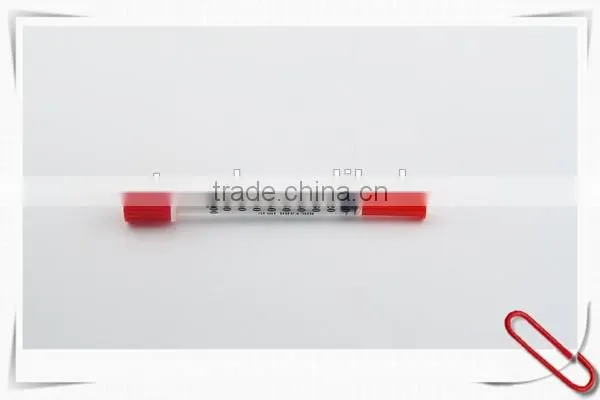 Disposable orange cap insulin syringe with fixed needle