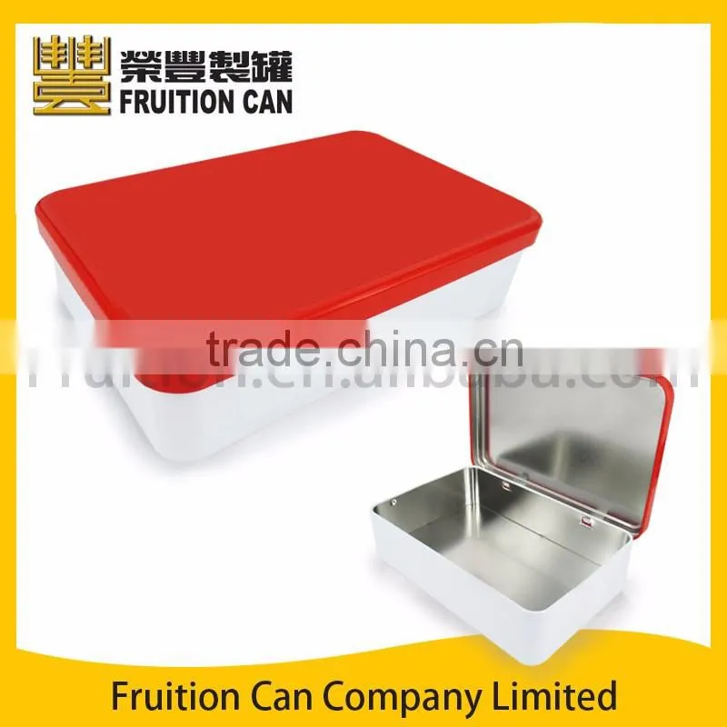 Rectangular tin with round corner and hinged Lid