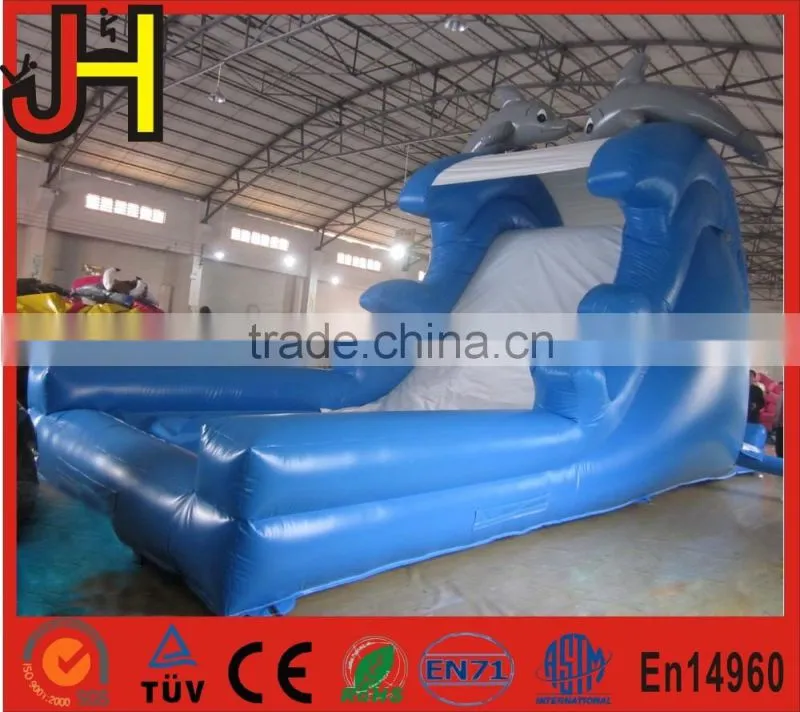 Popular 0.55mm PVC inflatable dolphin water slide with CE/ EN14960 certificate