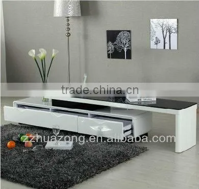 Modern White High Gloss MDF TV Stand With Tempered Glass