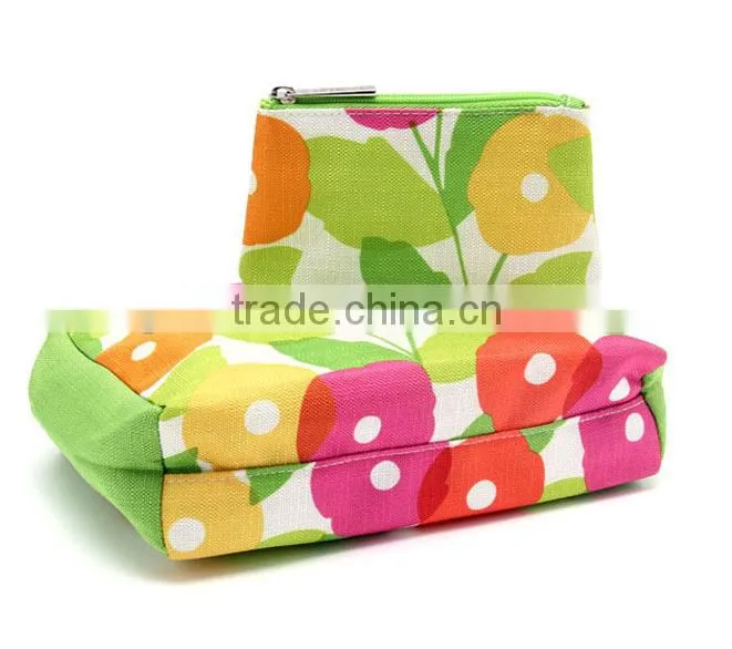 2015 new design 600D polyester PVC printing zipper cosmetic bag