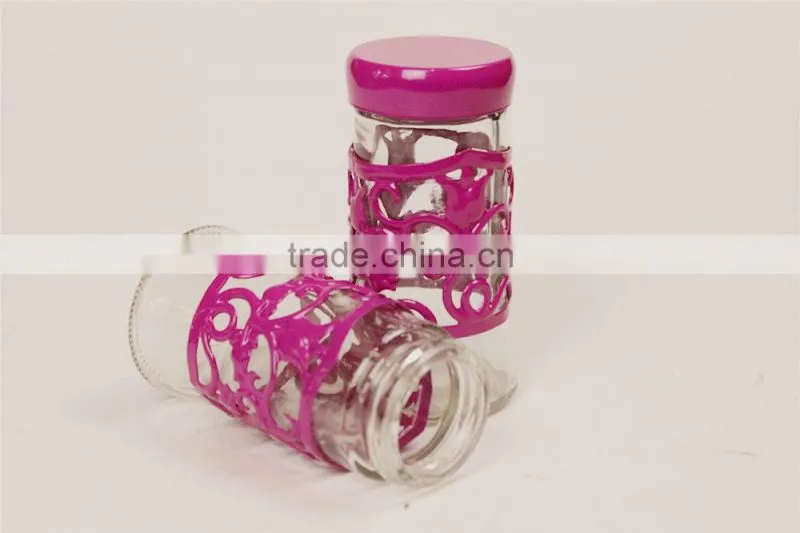 rose metal coat glass spice jar set