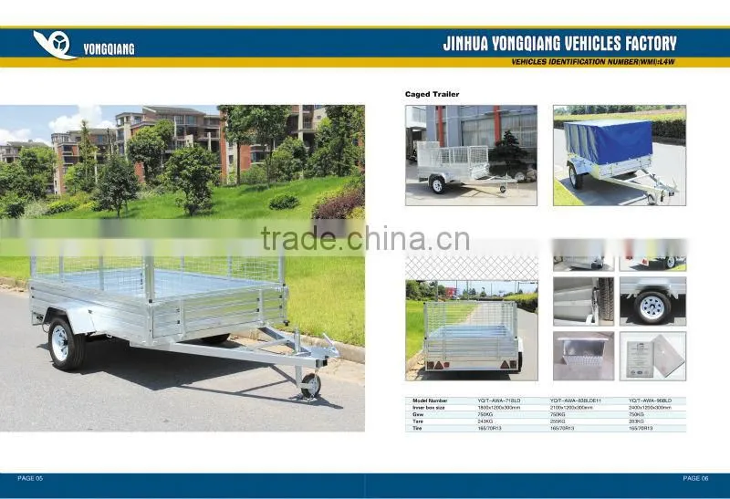 High Quanlity 7x5ft Galvanised Caged Box Trailer