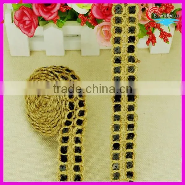 2.5cm Linen Double Row Trimming with Sequin