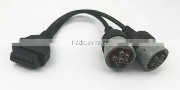 Deutsch splitter Y cable 2pcs 6pin OBD2 16pin Female to 2pcs J1708 6pin Y cable