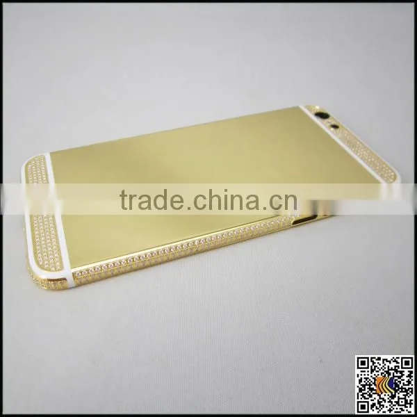 24k gold crystal housing for iphone 6s,for iphone 6s diamond back cover,back cover housing for iphone 6s