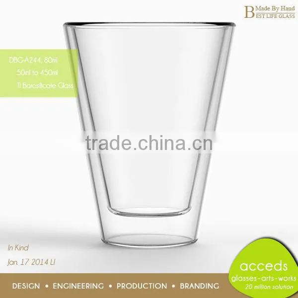Double Insulated Clear / Color Borosilicate Thermo Cup