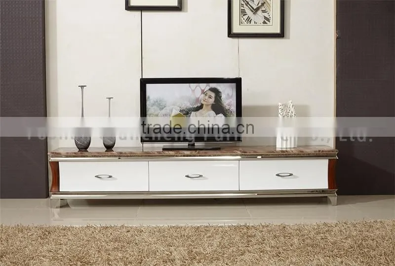 New model tv stand wooden furniture tv stainless steel table for home