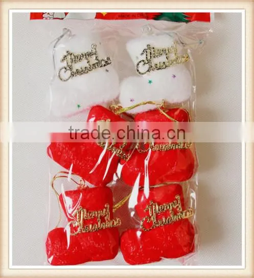 6Pcs/set Christmas Stocking Hanger Ornament Socks For Decoration Xmas Tree Gift