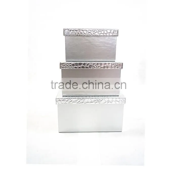 Household Set Of 3 Rectangular Faux Leahter Storage Box With Lid