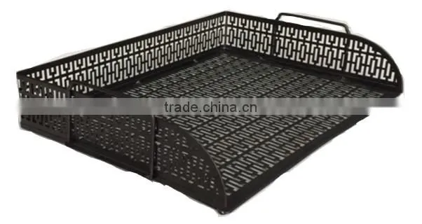 Black Metal Punched Document Tray With Handles
