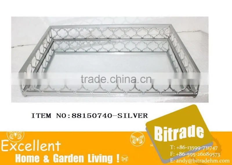 Metal mirror serving tray