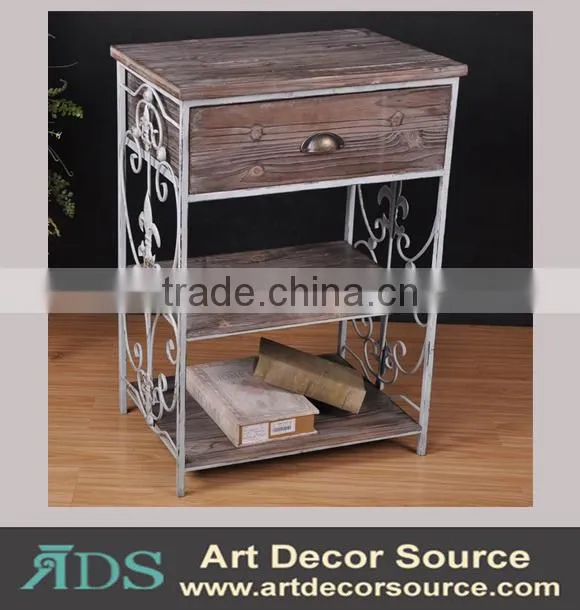 Antique wood floating wall shelf with drawers&hooks