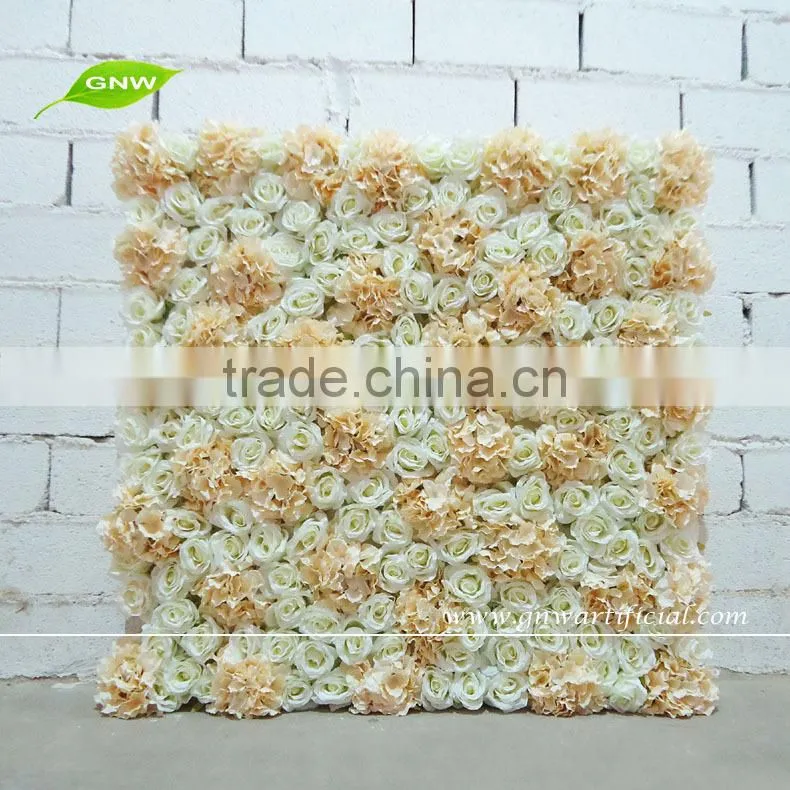 GNW FLW1508-9 Artificial Silk Fabric Flower Wall Upholstery Panel for recording studio decoration