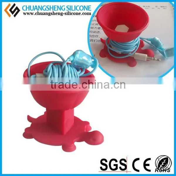 Quite fashion mobile phone cable holder, silicone clip,table cable keeper