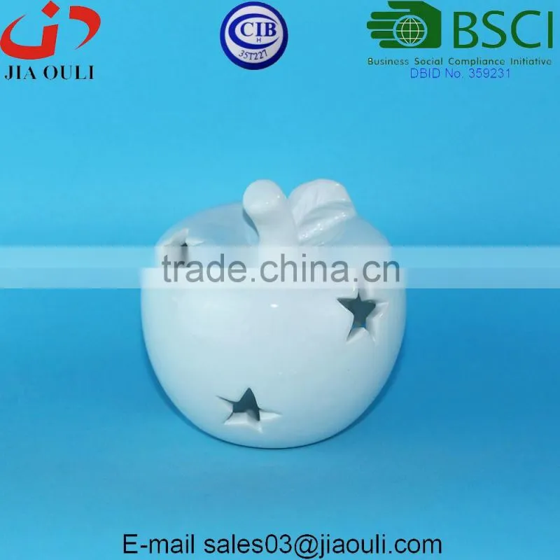 BSCI Audit Factory decorative Ceramic Apple, Ceramic white Apple Decorative Fruit