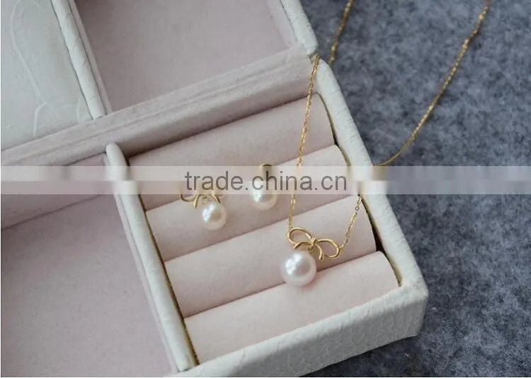 8-9 mm white freshwater pearl necklace and earring sets